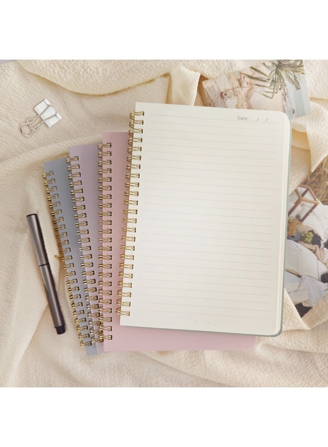 Portable A5 Notebook for writing, 4-Piece Hardcover Memo Diary Notepad, Notebook for Daily Weekly and Monthly Goals Planner, Hard Cover Memo Diary, Lined Thick Paper Journal Notebook, Ideal for Women & Men, Travel, Work, School (Purple, Green, Pink, Blue) - Image 4